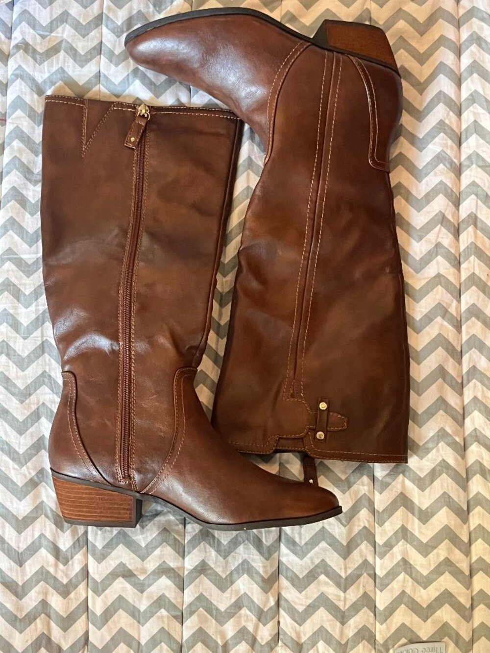 Dr. Scholl’s Brown Knee High Riding Boots Women’s Faux Leather Side Zip S